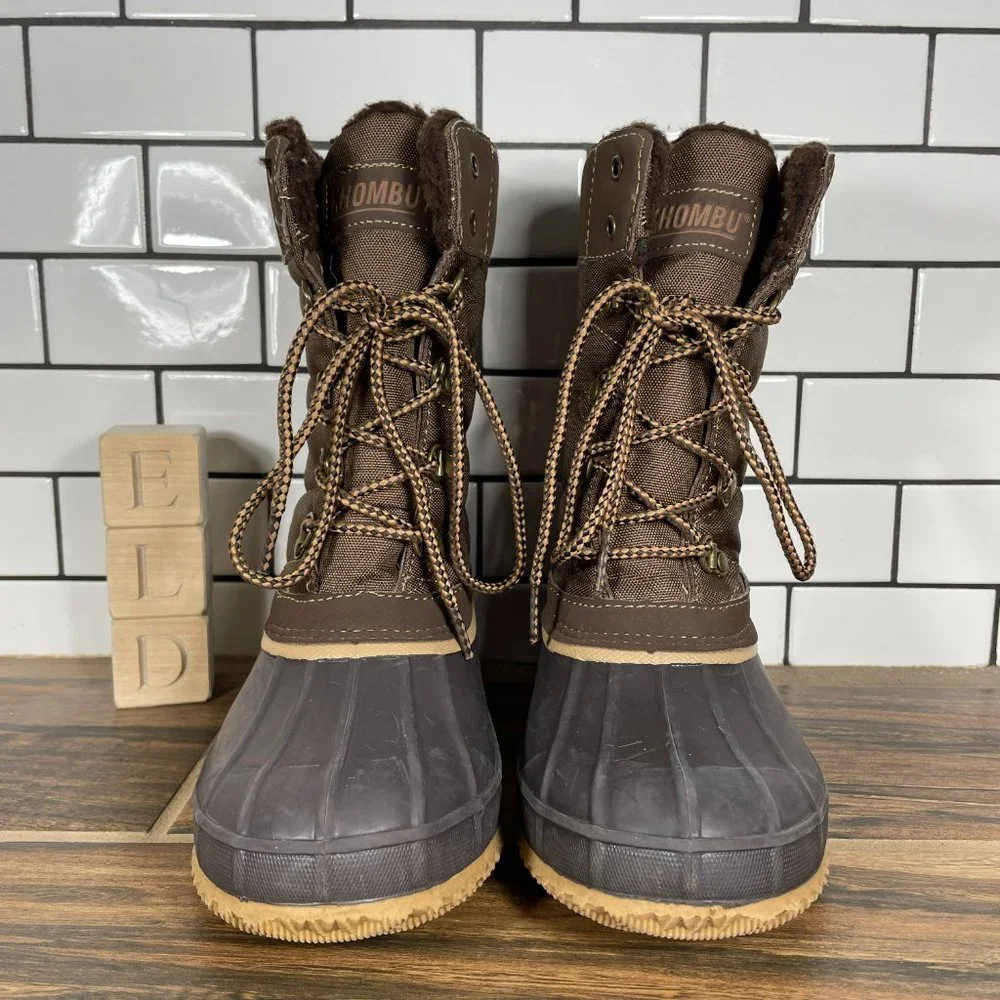 Khombu Annabel Women's Size 7 Shoes Brown Quilted Lined Warm Winter Duck Boots